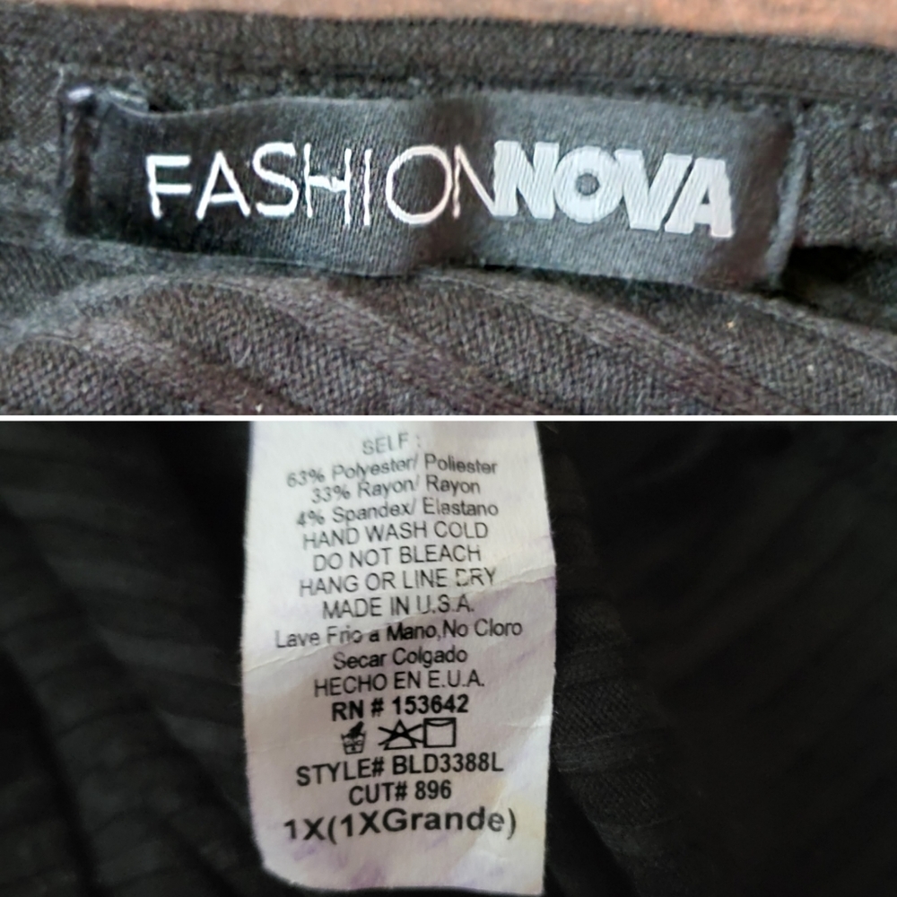 Fashion Nova chocker, open back bodycon ribbed black wiggle dress, Size XL - Picture 9 of 9